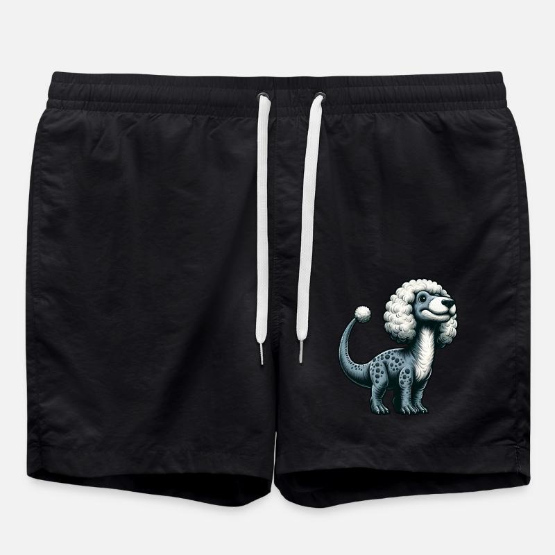 Bizarre Dino-Trex-Poodle-Fusion Mythical Creatures - Swim Trunks - black
