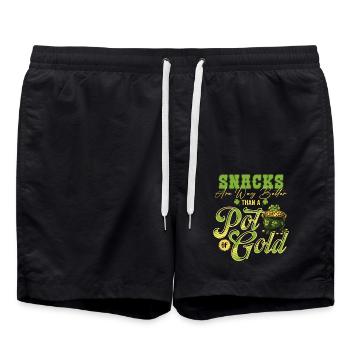 Snacks sind besser als ein Topf Gold St Patricks - Badeshorts - Schwarz - Vorne - AI Model Male 185 light (185cm)