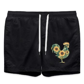 Coq floral - Short de bain - noir - Devant - AI Model Male 185 light (185cm)