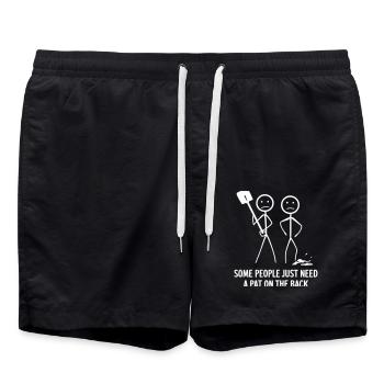 Conception humoristique de la tape dans le dos - Short de bain - noir - Devant - AI Model Male 185 light (185cm)