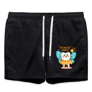 Ich bin die Zahnfee Kostüm - Karneval Fasching - Badeshorts - Schwarz - Vorne - AI Model Male 185 light (185cm)