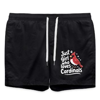 Kardinal Rotkardinal Vogel Roter Kardinal - Badeshorts - Schwarz - Vorne - AI Model Male 185 light (185cm)