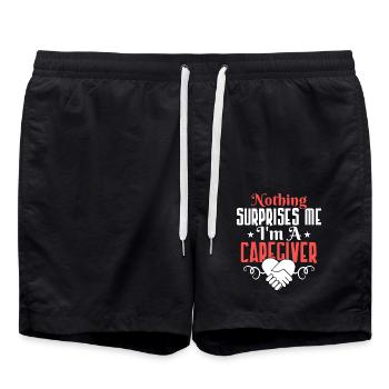 Nothing Surprises Me I'm A Caregiver Caregiving Ca - Swim Trunks - black - Front - AI Model Male 185 light (185cm)