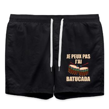 je peux pas J'ai Batucada - humour musique - Short de bain - noir - Devant - AI Model Male 185 light (185cm)