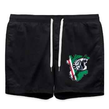(RU) Tchétchénie : Drapeau sur sa propre carte - Short de bain - noir - Devant - AI Model Male 185 light (185cm)