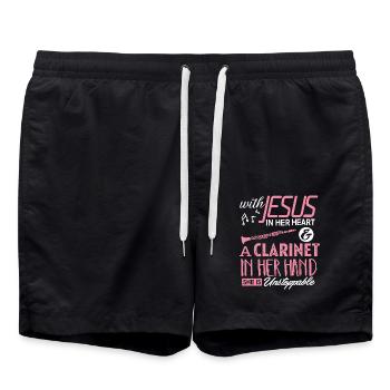 Clarinet Player With Jesus In Her Heart Shirt - Swim Trunks - black - Front - AI Model Male 185 light (185cm)