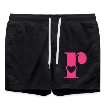 Lettre r lettre initiale avec coeur - Short de bain - noir - Devant - AI Model Male 185 light (185cm)