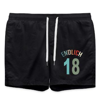 18. Geburtstag Geschenkidee Achtzehn - Badeshorts - Schwarz - Vorne - AI Model Male 185 light (185cm)