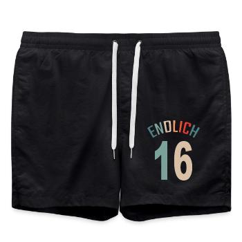 16. Geburtstag Geschenk Vintage Retro - Badeshorts - Schwarz - Vorne - AI Model Male 185 light (185cm)
