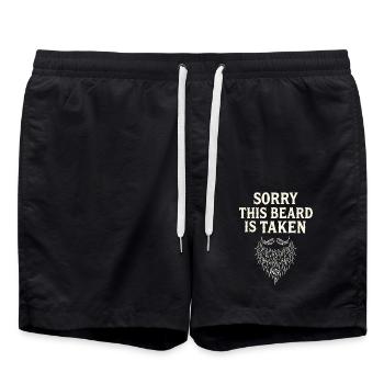 Beard Taken – Vergeben & Stolz drauf - Badeshorts - Schwarz - Vorne - AI Model Male 185 light (185cm)