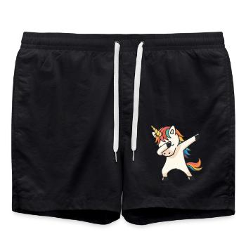 Dabbing Unicorn - Badeshorts - Schwarz - Vorne - AI Model Male 185 light (185cm)