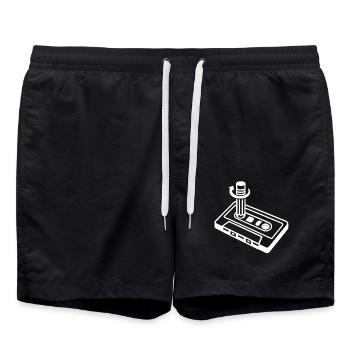 Cassette et stylo - Crayon - Short de bain - noir - Devant - AI Model Male 185 light (185cm)