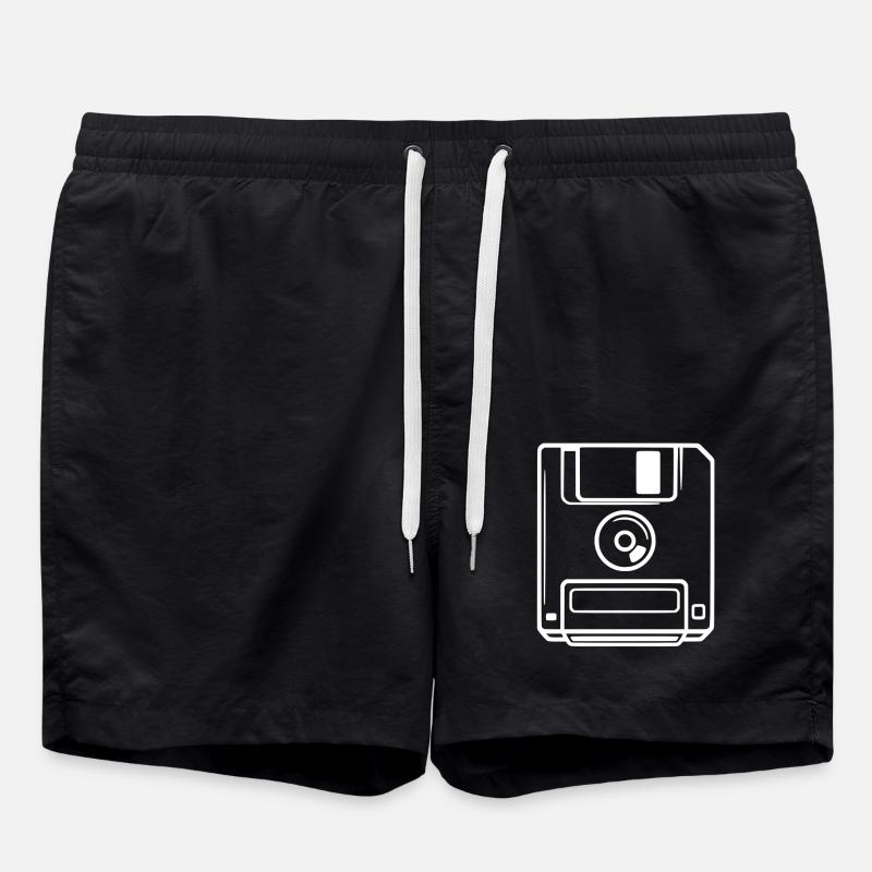 Retro Floppy Disk - Swim Trunks - black
