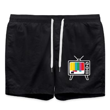 Motif de test Modèle rétro TV - Short de bain - noir - Devant - AI Model Male 185 light (185cm)
