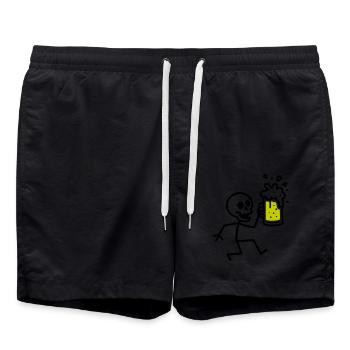 Skelett Bier Saufen - Badeshorts - Schwarz - Vorne - AI Model Male 185 light (185cm)