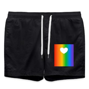 Arc-en-ciel, Dégradés, Couleurs, Coeur - Short de bain - noir - Devant - AI Model Male 185 light (185cm)