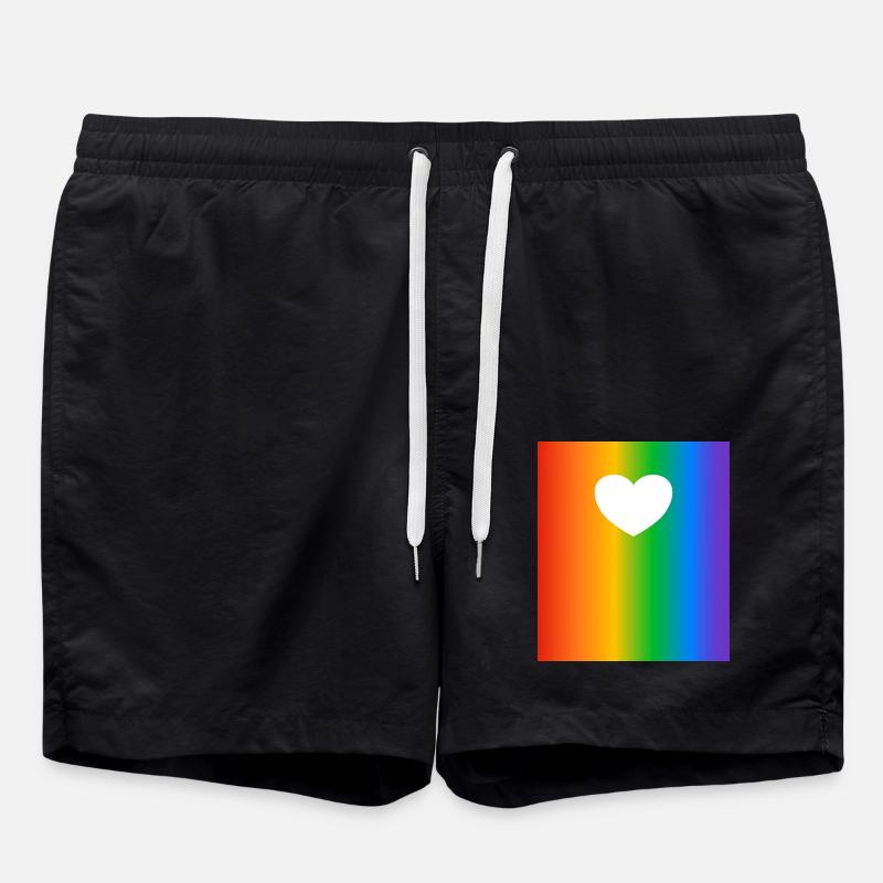 Rainbow Gradients Colours Heart - Swim Trunks - black