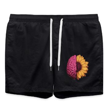 Neurodivergent, autisme, TDAH, tournesol, cerveau - Short de bain - noir - Devant - AI Model Male 185 light (185cm)