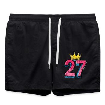 27 Number Krone - Swim Trunks - black - Front - AI Model Male 185 light (185cm)