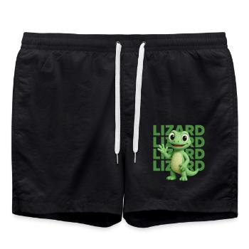 Cute Lizard Funny Cartoon Style - Swim Trunks - black - Front - AI Model Male 185 light (185cm)