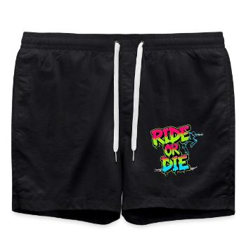 Ride or Die – Buntes Skateboard Street Art Design - Badeshorts - Schwarz - Vorne - AI Model Male 185 light (185cm)
