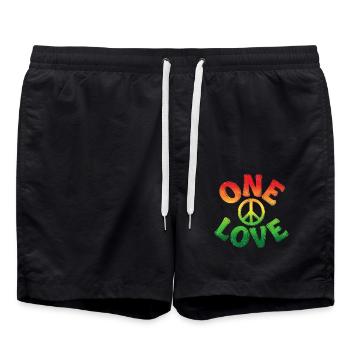 Colorful peace love in reggae look - Swim Trunks - black - Front - AI Model Male 185 light (185cm)