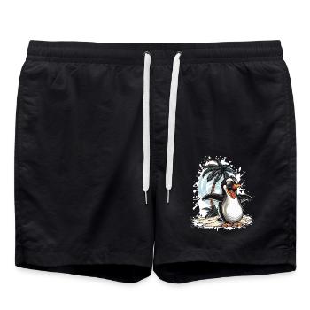 Pinguin Insel Palme - Badeshorts - Schwarz - Vorne - AI Model Male 185 light (185cm)