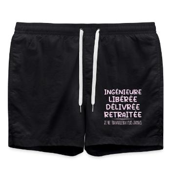 Ingénieure célèbre sa retraite avec humour cadeau - Short de bain - noir - Devant - AI Model Male 185 light (185cm)