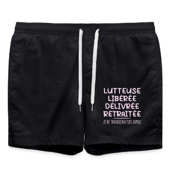 Wrestler celebrates retirement with humor gift - Swim Trunks - black - Front - AI Model Male 185 light (185cm)