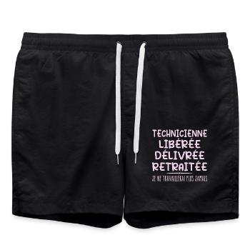 Technicienne célèbre sa retraite avec humour - Short de bain - noir - Devant - AI Model Male 185 light (185cm)