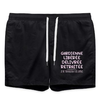 Babysitter celebrates her retirement with humor gift - Swim Trunks - black - Front - AI Model Male 185 light (185cm)