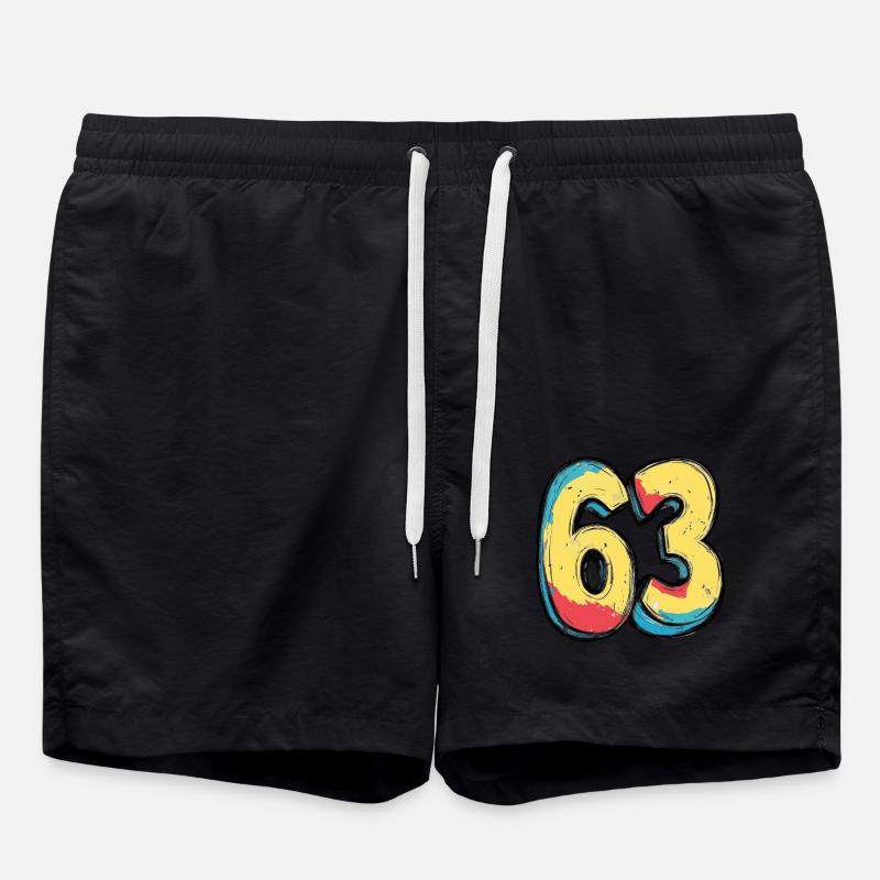 63 Number Comic - Swim Trunks - black