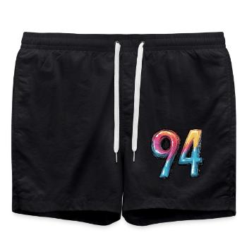 94 Number Comic - Swim Trunks - black - Front - AI Model Male 185 light (185cm)