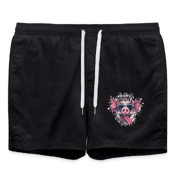 Pig Funny - Swim Trunks - black - Front - AI Model Male 185 light (185cm)