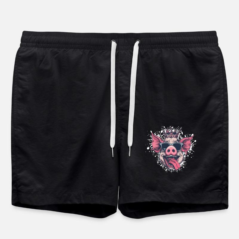 Pig Funny - Swim Trunks - black