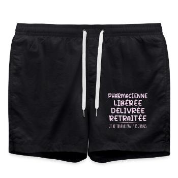 Pharmacienne célèbre sa retraite avec humour - Short de bain - noir - Devant - AI Model Male 185 light (185cm)