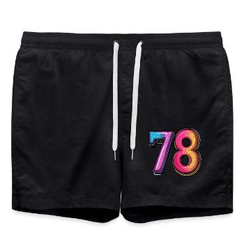 78 Zahl Comic - Badeshorts - Schwarz - Vorne - AI Model Male 185 light (185cm)