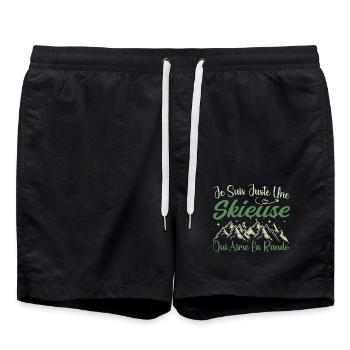 Skieuse aventurier passionnée de Randonnée cadeau - Short de bain - noir - Devant - AI Model Male 185 light (185cm)