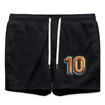 10 Number Comic - Swim Trunks - black - Front - AI Model Male 185 light (185cm)