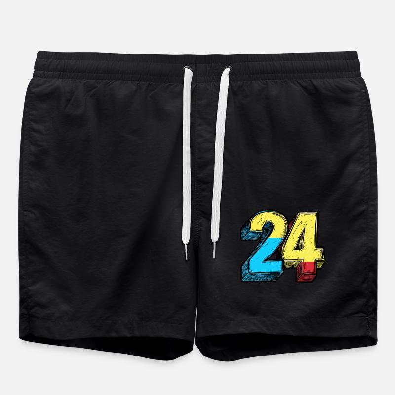 24 Number Comic - Swim Trunks - black