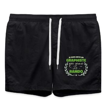 Fier d’être Graphiste et Passionné de la Randonnée - Short de bain - noir - Devant - AI Model Male 185 light (185cm)