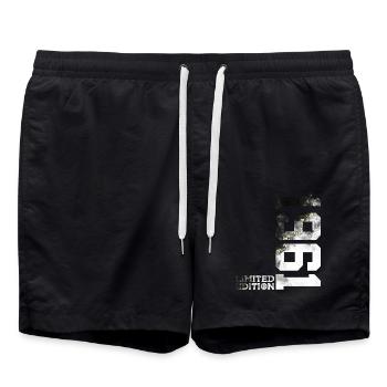 65TH BIRTHDAY LIMITED EDITION 1961 - Swim Trunks - black - Front - AI Model Male 185 light (185cm)