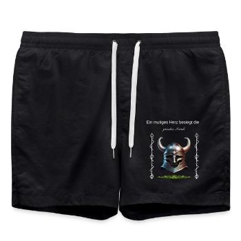 Wikinger Spruchshirt - Badeshorts - Schwarz - Vorne - AI Model Male 185 light (185cm)
