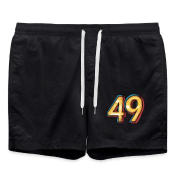 49 Number Comic - Swim Trunks - black - Front - AI Model Male 185 light (185cm)