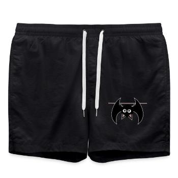 Halloween T-shirt Bat Spooky cute Shirt - Swim Trunks - black - Front - AI Model Male 185 light (185cm)