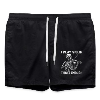 Squelette de crâne avec violon et dicton de violon - Short de bain - noir - Devant - AI Model Male 185 light (185cm)