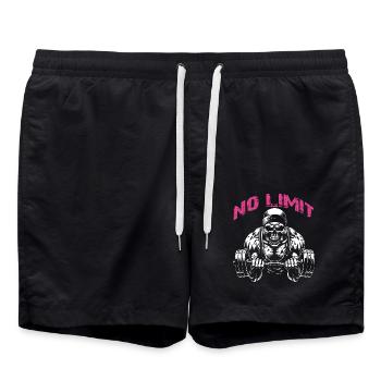 No Limit Workout Bodybuilding Skull mit Hantel - Badeshorts - Schwarz - Vorne - AI Model Male 185 light (185cm)