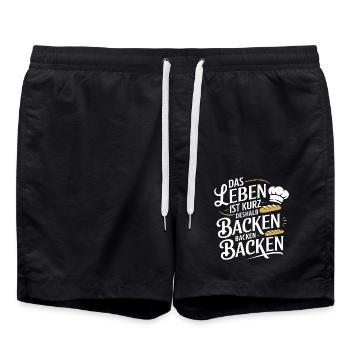 Das Leben ist kurz - nutze es zum Backen - Badeshorts - Schwarz - Vorne - AI Model Male 185 light (185cm)