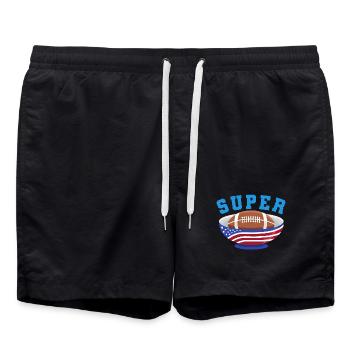American Football Finale Champions Team Fan Lustig - Badeshorts - Schwarz - Vorne - AI Model Male 185 light (185cm)