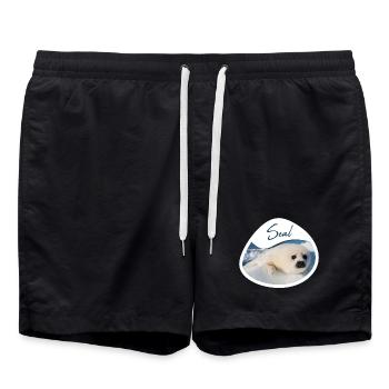 Seal pup seal - Design - Swim Trunks - black - Front - AI Model Male 185 light (185cm)